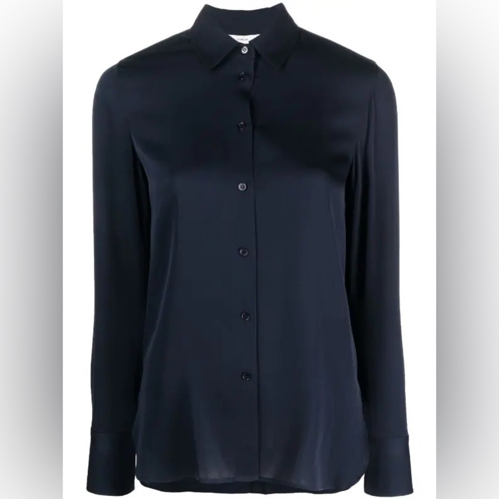 VINCE classic collar silk shirt